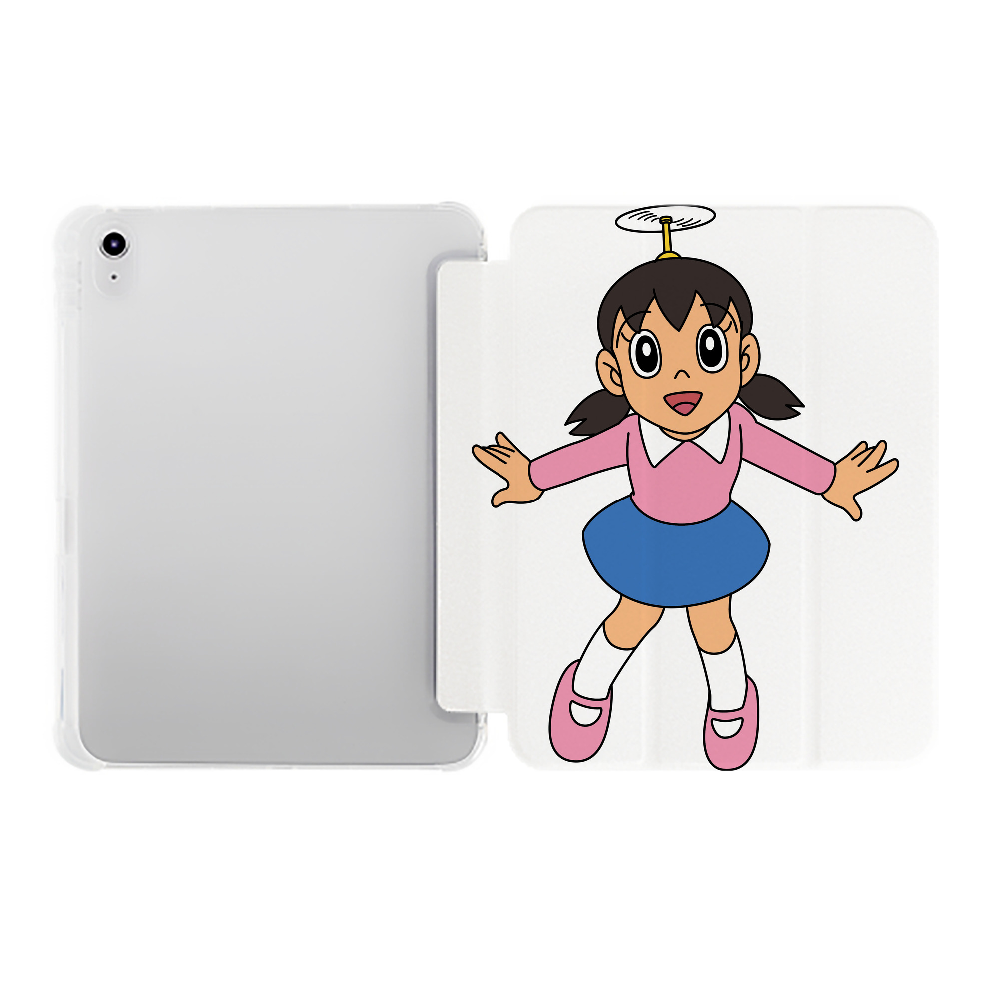 （画像用） ドラえもん みなもと しずか Doraemon Shizuka Minamoto IPad ケース ペン収納付き 三つ折りスタンド PUレザー×シリコン 対応機種9.5/10.5/10.9インチ